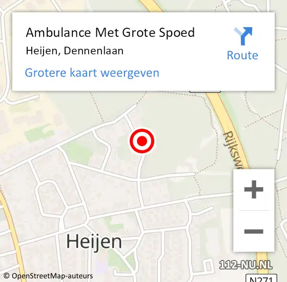 Locatie op kaart van de 112 melding: Ambulance Met Grote Spoed Naar Heijen, Dennenlaan op 18 juni 2020 20:23