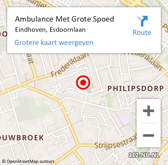 Locatie op kaart van de 112 melding: Ambulance Met Grote Spoed Naar Eindhoven, Esdoornlaan op 18 juni 2020 20:39