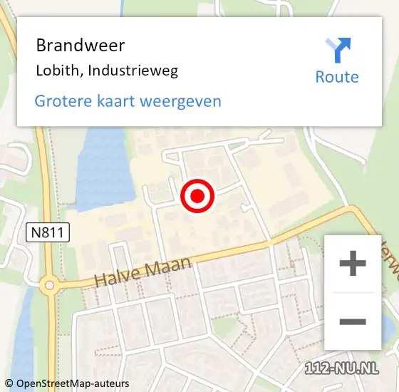 Locatie op kaart van de 112 melding: Brandweer Lobith, Industrieweg op 18 juni 2020 20:44