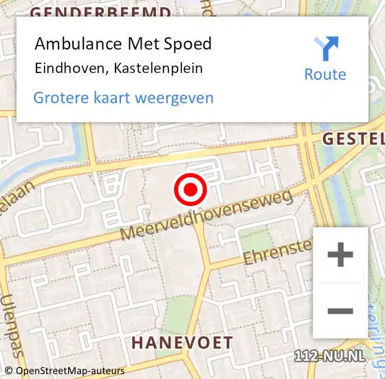 Locatie op kaart van de 112 melding: Ambulance Met Spoed Naar Eindhoven, Kastelenplein op 18 juni 2020 21:09