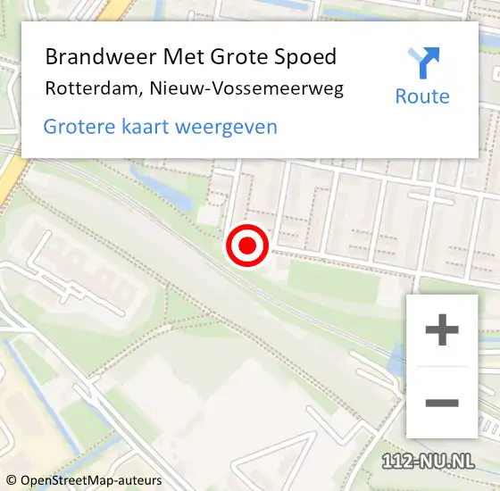 Locatie op kaart van de 112 melding: Brandweer Met Grote Spoed Naar Rotterdam, Nieuw-Vossemeerweg op 19 juni 2020 00:17