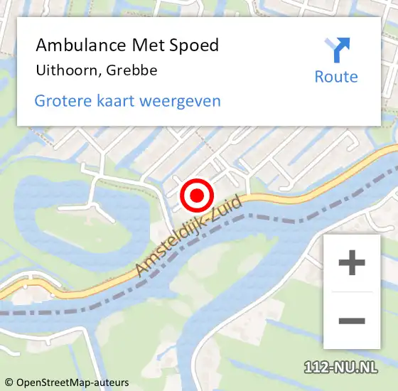 Locatie op kaart van de 112 melding: Ambulance Met Spoed Naar Uithoorn, Grebbe op 19 juni 2020 01:04