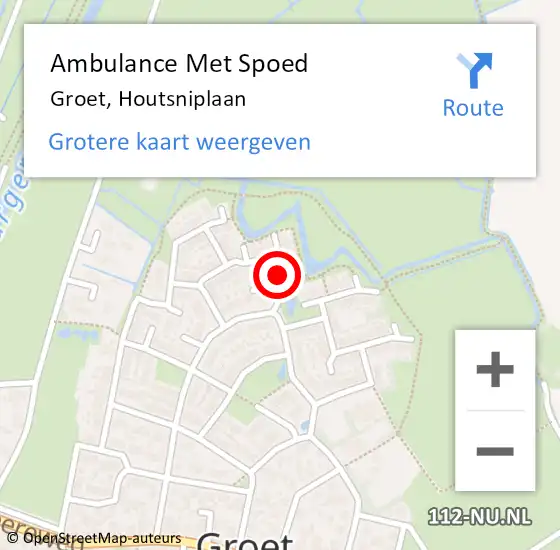 Locatie op kaart van de 112 melding: Ambulance Met Spoed Naar Groet, Houtsniplaan op 19 juni 2020 01:17