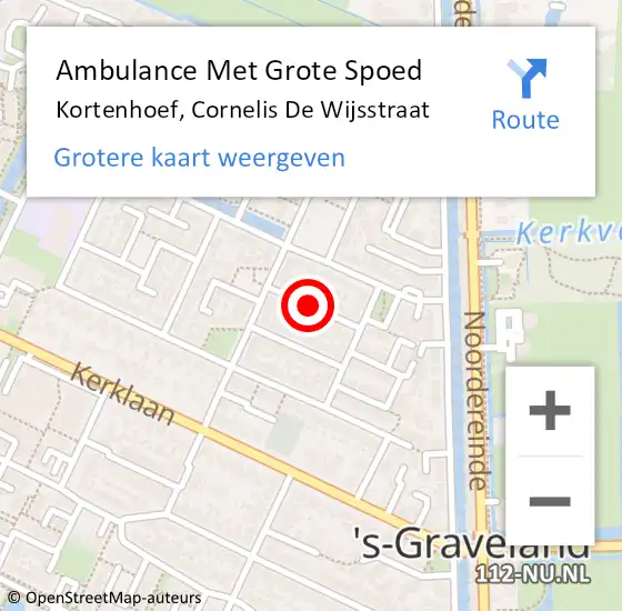 Locatie op kaart van de 112 melding: Ambulance Met Grote Spoed Naar Kortenhoef, Cornelis De Wijsstraat op 9 mei 2014 22:24