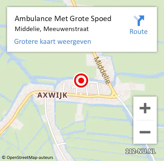 Locatie op kaart van de 112 melding: Ambulance Met Grote Spoed Naar Middelie, Meeuwenstraat op 19 juni 2020 08:49