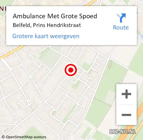 Locatie op kaart van de 112 melding: Ambulance Met Grote Spoed Naar Belfeld, Prins Hendrikstraat op 19 juni 2020 09:22