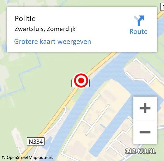 Locatie op kaart van de 112 melding: Politie Zwartsluis, Zomerdijk op 19 juni 2020 09:49