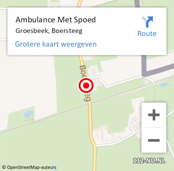 Locatie op kaart van de 112 melding: Ambulance Met Spoed Naar Groesbeek, Boersteeg op 19 juni 2020 12:37