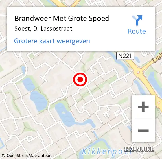 Locatie op kaart van de 112 melding: Brandweer Met Grote Spoed Naar Soest, Di Lassostraat op 19 juni 2020 13:42