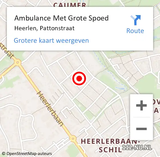 Locatie op kaart van de 112 melding: Ambulance Met Grote Spoed Naar Heerlen, Pattonstraat op 1 oktober 2013 12:52