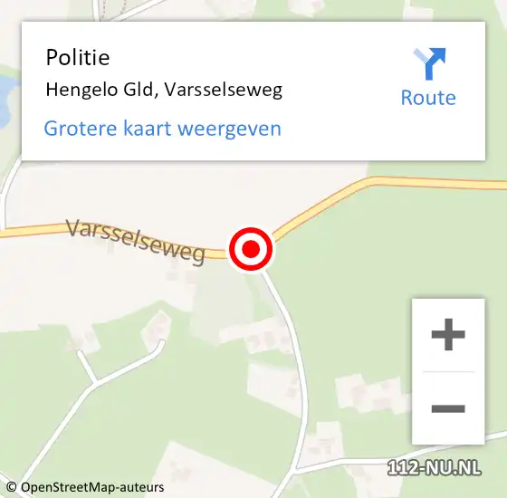 Locatie op kaart van de 112 melding: Politie Hengelo Gld, Varsselseweg op 19 juni 2020 14:12