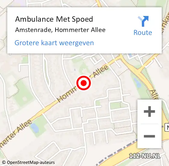 Locatie op kaart van de 112 melding: Ambulance Met Spoed Naar Amstenrade, Hommerter Allee op 9 mei 2014 23:18