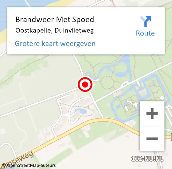 Locatie op kaart van de 112 melding: Brandweer Met Spoed Naar Oostkapelle, Duinvlietweg op 19 juni 2020 15:01