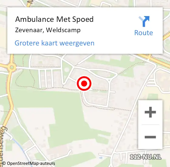 Locatie op kaart van de 112 melding: Ambulance Met Spoed Naar Zevenaar, Weldscamp op 9 mei 2014 23:29