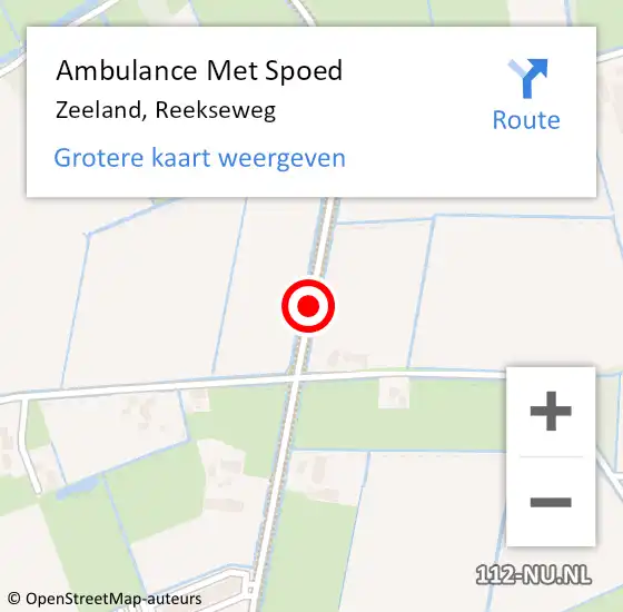 Locatie op kaart van de 112 melding: Ambulance Met Spoed Naar Zeeland, Reekseweg op 19 juni 2020 16:17