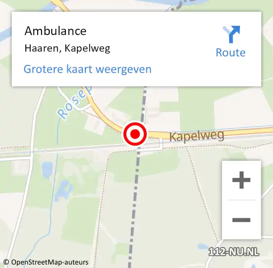 Locatie op kaart van de 112 melding: Ambulance Haaren, Kapelweg op 19 juni 2020 16:30