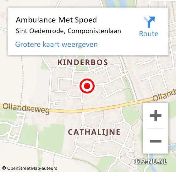 Locatie op kaart van de 112 melding: Ambulance Met Spoed Naar Sint Oedenrode, Componistenlaan op 19 juni 2020 16:53