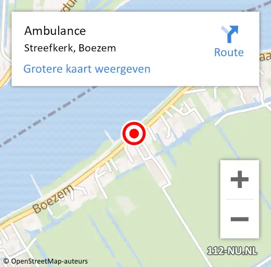 Locatie op kaart van de 112 melding: Ambulance Streefkerk, Boezem op 19 juni 2020 17:27