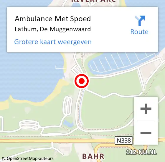 Locatie op kaart van de 112 melding: Ambulance Met Spoed Naar Lathum, De Muggenwaard op 19 juni 2020 17:38