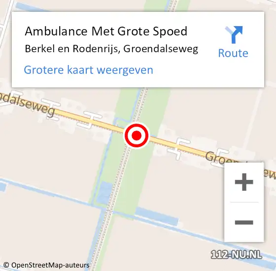 Locatie op kaart van de 112 melding: Ambulance Met Grote Spoed Naar Bleiswijk, Groendalseweg op 19 juni 2020 19:11