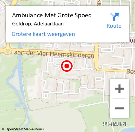 Locatie op kaart van de 112 melding: Ambulance Met Grote Spoed Naar Geldrop, Adelaartlaan op 19 juni 2020 19:32