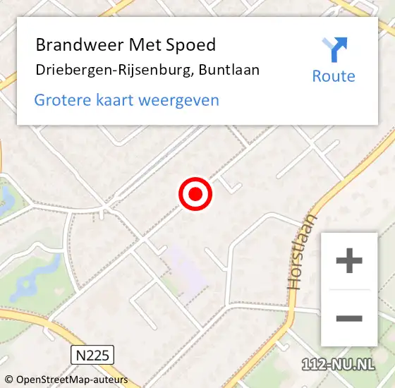 Locatie op kaart van de 112 melding: Brandweer Met Spoed Naar Driebergen-Rijsenburg, Buntlaan op 19 juni 2020 20:08