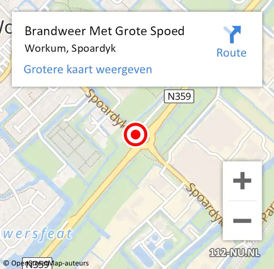 Locatie op kaart van de 112 melding: Brandweer Met Grote Spoed Naar Workum, Spoardyk op 19 juni 2020 20:41