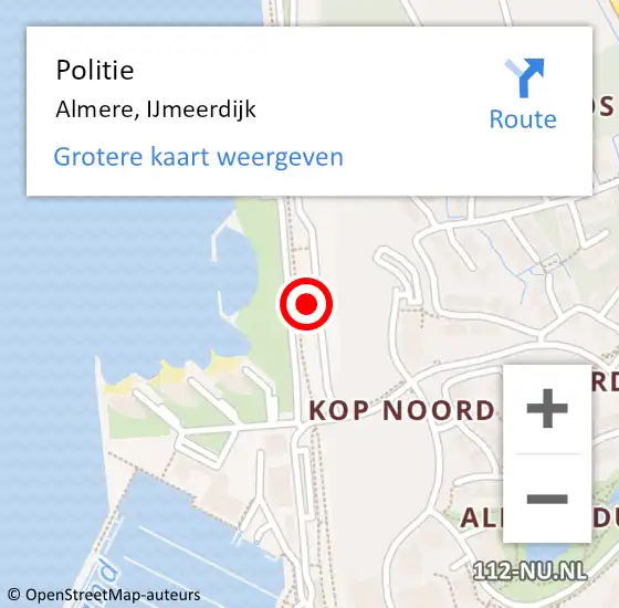 Locatie op kaart van de 112 melding: Politie Almere, IJmeerdijk op 19 juni 2020 20:44