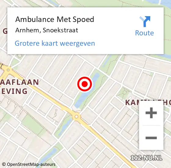 Locatie op kaart van de 112 melding: Ambulance Met Spoed Naar Arnhem, Snoekstraat op 19 juni 2020 20:46