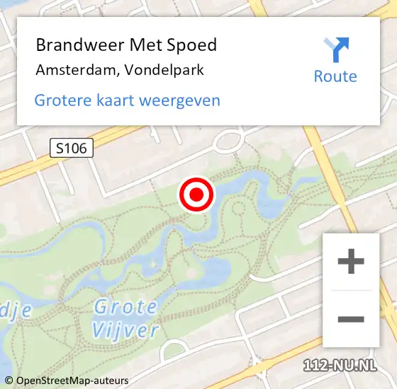 Locatie op kaart van de 112 melding: Brandweer Met Spoed Naar Amsterdam, Vondelpark op 19 juni 2020 22:46