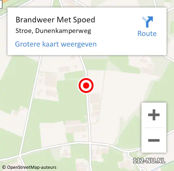 Locatie op kaart van de 112 melding: Brandweer Met Spoed Naar Stroe, Dunenkamperweg op 19 juni 2020 23:38