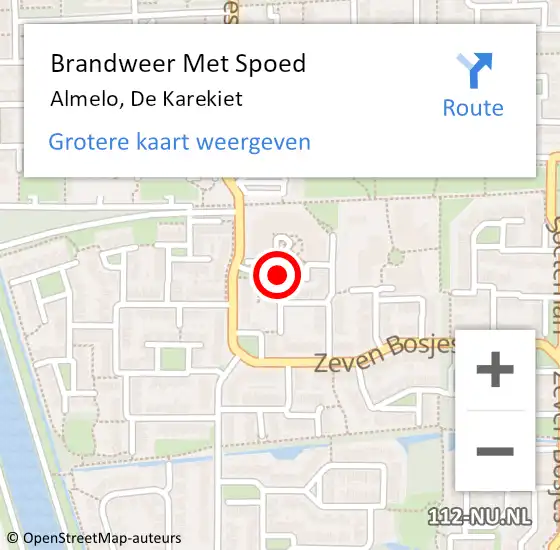 Locatie op kaart van de 112 melding: Brandweer Met Spoed Naar Almelo, De Karekiet op 20 juni 2020 00:13