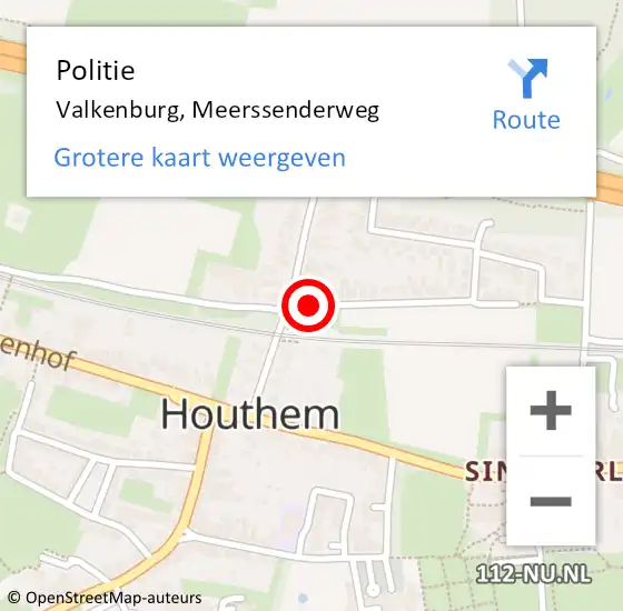 Locatie op kaart van de 112 melding: Politie Valkenburg, Meerssenderweg op 20 juni 2020 02:42