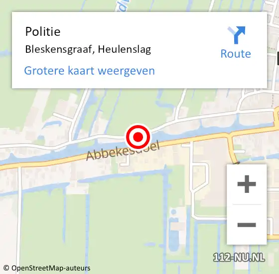 Locatie op kaart van de 112 melding: Politie Bleskensgraaf, Heulenslag op 10 mei 2014 01:43