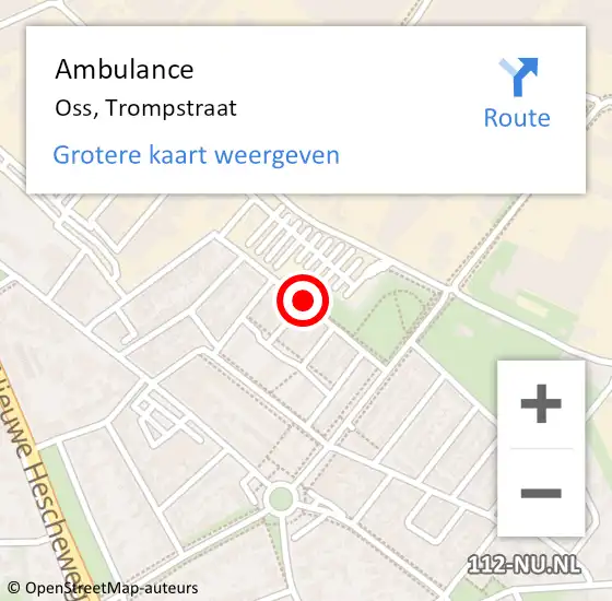 Locatie op kaart van de 112 melding: Ambulance Oss, Trompstraat op 20 juni 2020 08:51