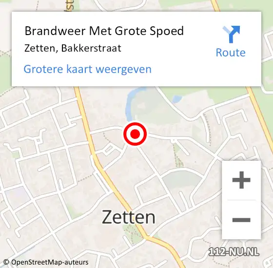 Locatie op kaart van de 112 melding: Brandweer Met Grote Spoed Naar Zetten, Bakkerstraat op 20 juni 2020 09:09