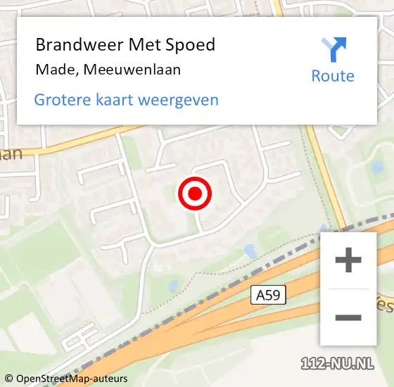 Locatie op kaart van de 112 melding: Brandweer Met Spoed Naar Made, Meeuwenlaan op 20 juni 2020 09:10