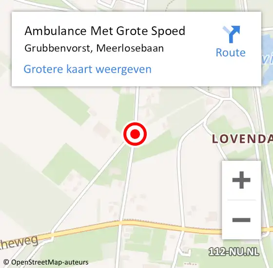 Locatie op kaart van de 112 melding: Ambulance Met Grote Spoed Naar Grubbenvorst, Meerlosebaan op 20 juni 2020 10:00
