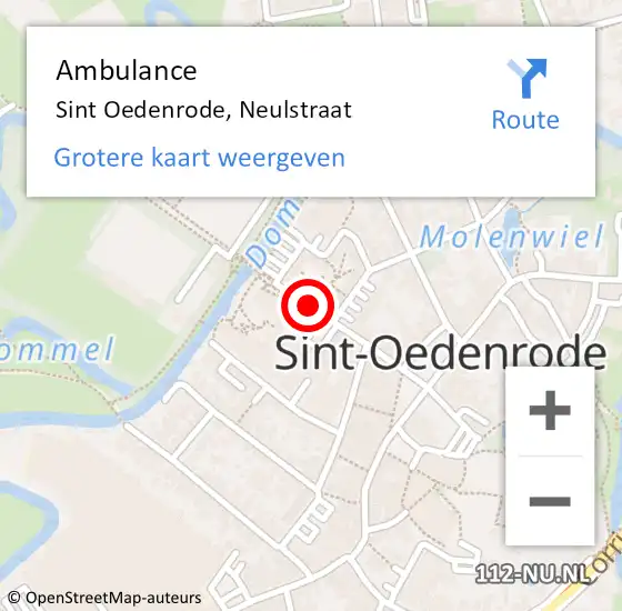 Locatie op kaart van de 112 melding: Ambulance Sint Oedenrode, Neulstraat op 20 juni 2020 10:58