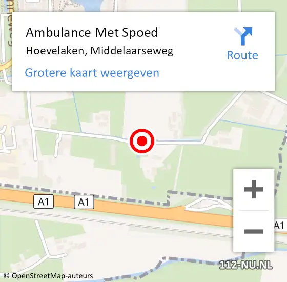 Locatie op kaart van de 112 melding: Ambulance Met Spoed Naar Hoevelaken, Middelaarseweg op 20 juni 2020 11:38