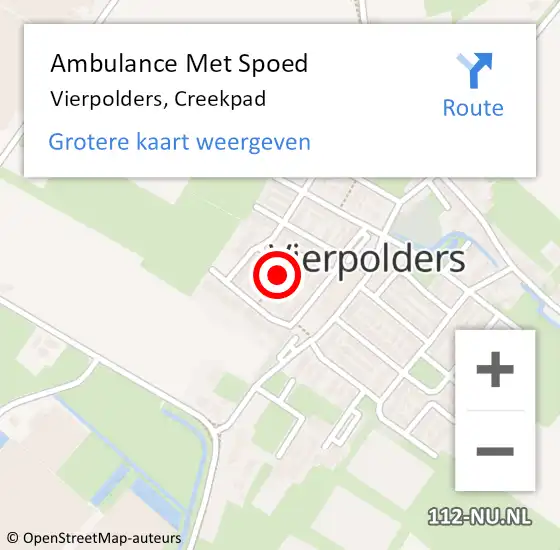 Locatie op kaart van de 112 melding: Ambulance Met Spoed Naar Vierpolders, Creekpad op 20 juni 2020 12:20