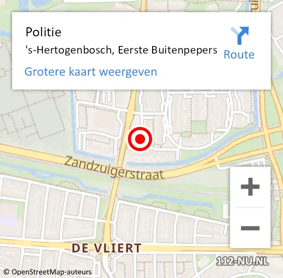 Locatie op kaart van de 112 melding: Politie 's-Hertogenbosch, Eerste Buitenpepers op 20 juni 2020 12:51