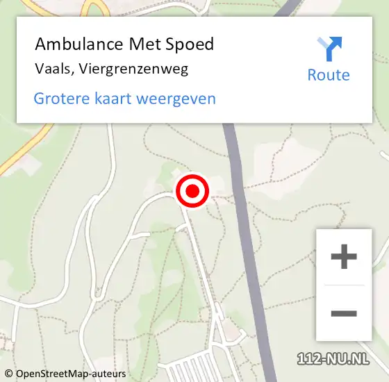 Locatie op kaart van de 112 melding: Ambulance Met Spoed Naar Vaals, Viergrenzenweg op 20 juni 2020 13:19