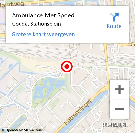 Locatie op kaart van de 112 melding: Ambulance Met Spoed Naar Gouda, Stationsplein op 20 juni 2020 13:52