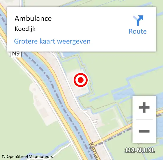 Locatie op kaart van de 112 melding: Ambulance Koedijk op 20 juni 2020 16:44