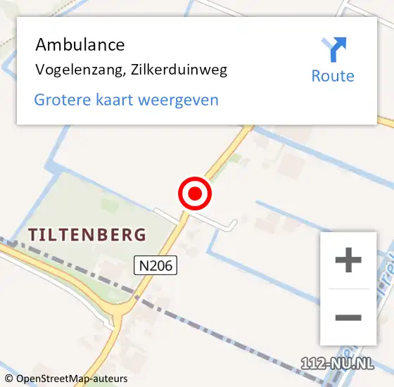 Locatie op kaart van de 112 melding: Ambulance Vogelenzang, Zilkerduinweg op 20 juni 2020 16:48