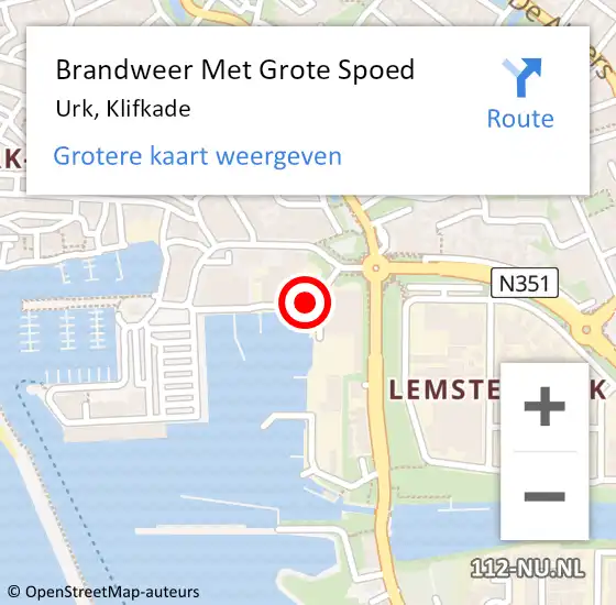 Locatie op kaart van de 112 melding: Brandweer Met Grote Spoed Naar Urk, Klifkade op 20 juni 2020 17:11