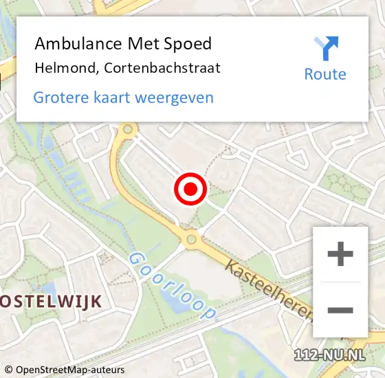 Locatie op kaart van de 112 melding: Ambulance Met Spoed Naar Helmond, Cortenbachstraat op 20 juni 2020 17:48