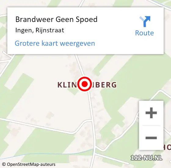 Locatie op kaart van de 112 melding: Brandweer Geen Spoed Naar Ingen, Rijnstraat op 20 juni 2020 18:14