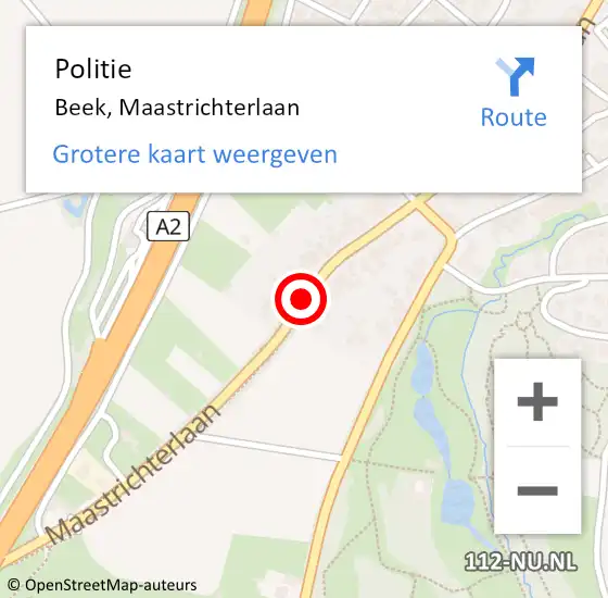 Locatie op kaart van de 112 melding: Politie Beek, Maastrichterlaan op 20 juni 2020 19:06